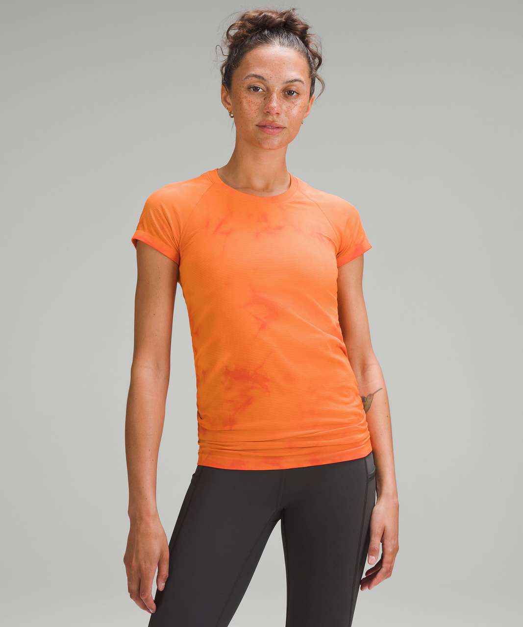 Lululemon Swiftly Tech Short-Sleeve Shirt 2.0 - Marble Dye Solar Orange