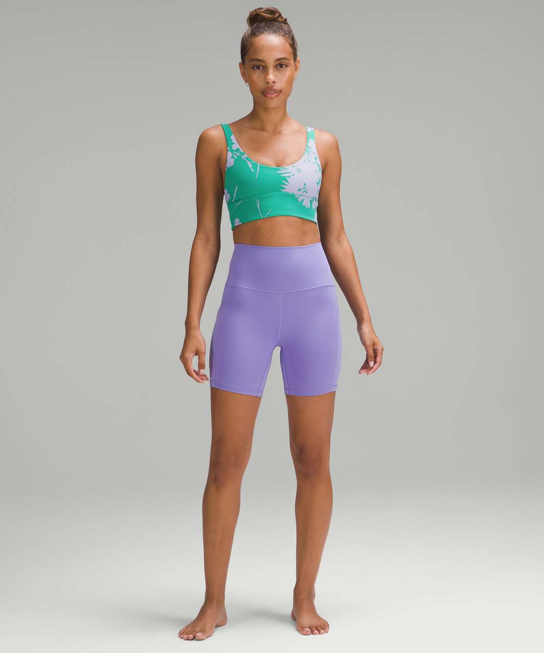 Lululemon Align Bra *Light Support, A/B Cup - BLOSSOM SILHOUETTE MAX Lilac Smoke Kelly Green