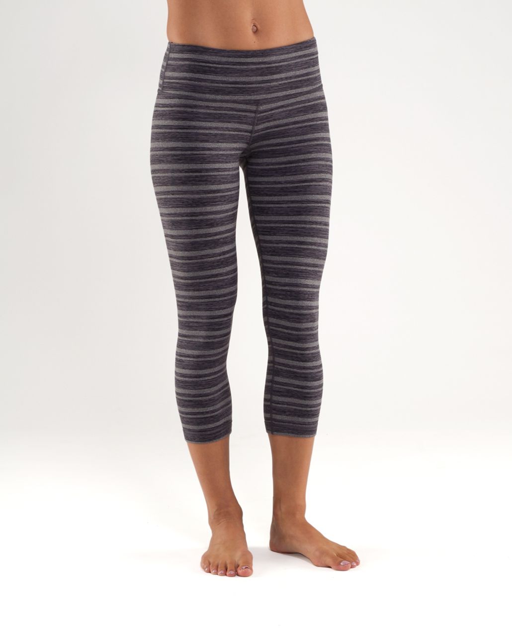 Lululemon Wunder Under Crop - Black Stripes Galore /  Black