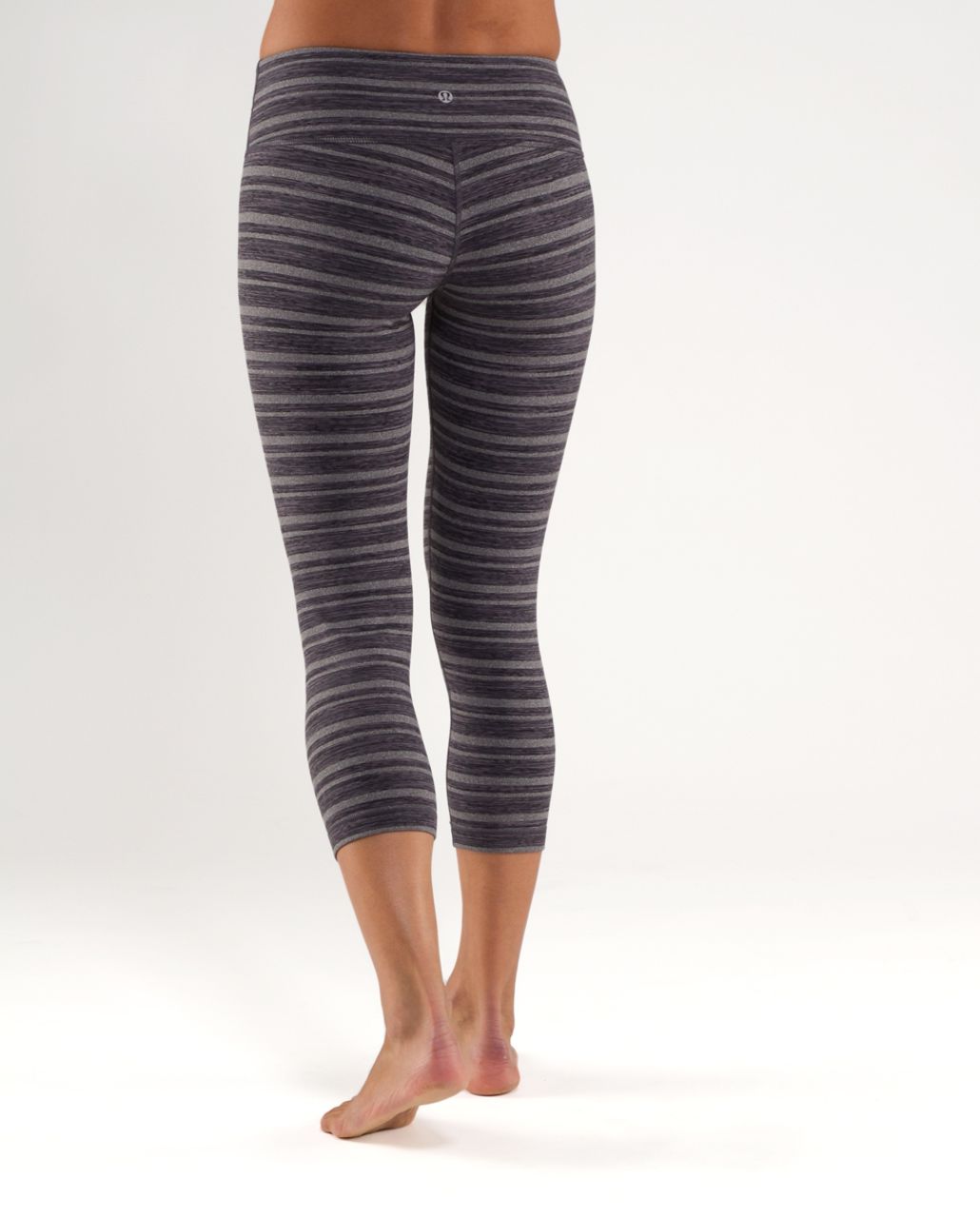 Lululemon Wunder Under Crop - Black Stripes Galore /  Black