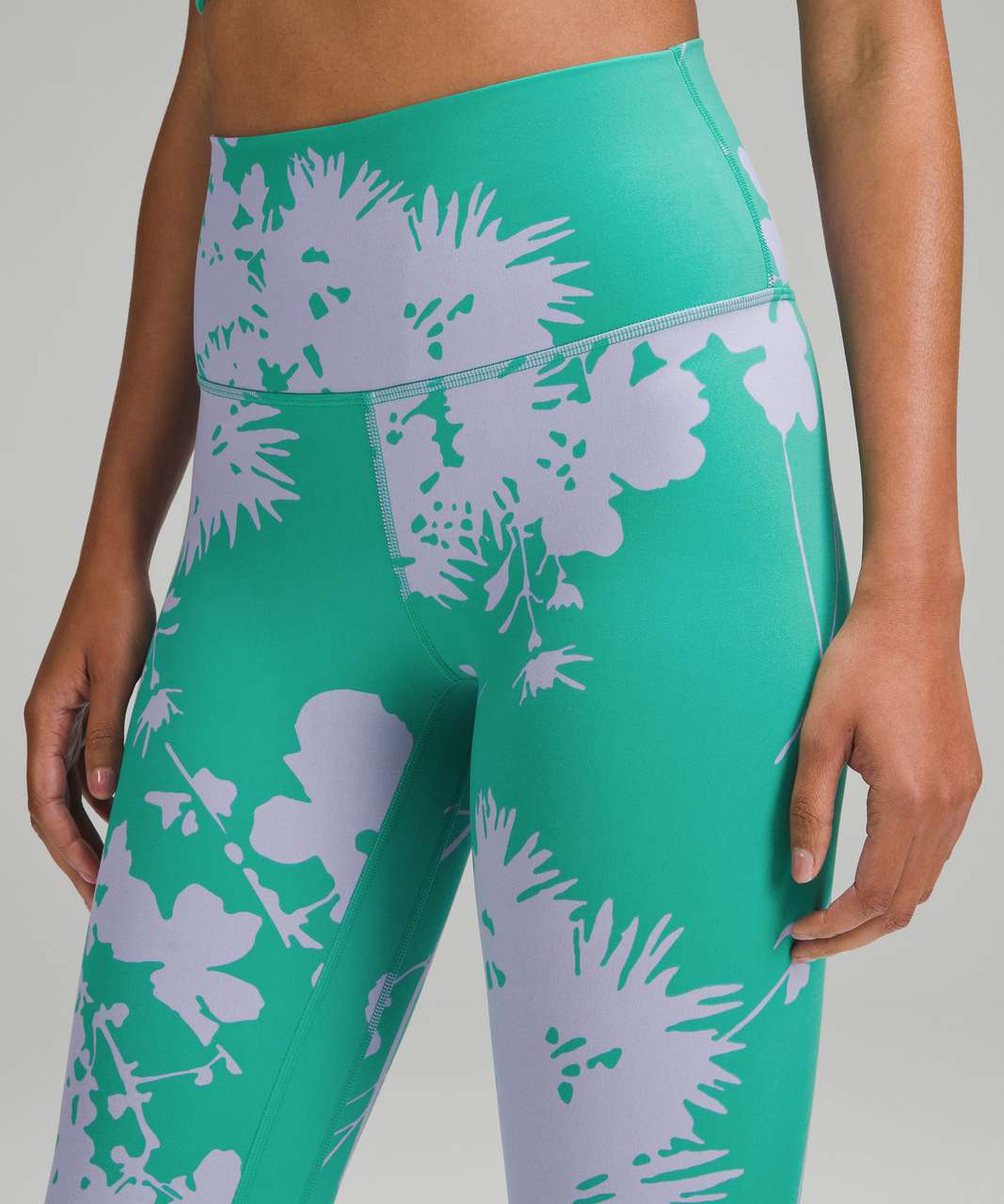 Lululemon Align High-Rise Crop 23" - BLOSSOM SILHOUETTE MAX Lilac Smoke Kelly Green