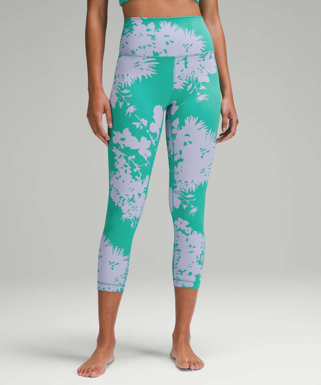 Lululemon Align High-Rise Crop 23" - BLOSSOM SILHOUETTE MAX Lilac Smoke Kelly Green