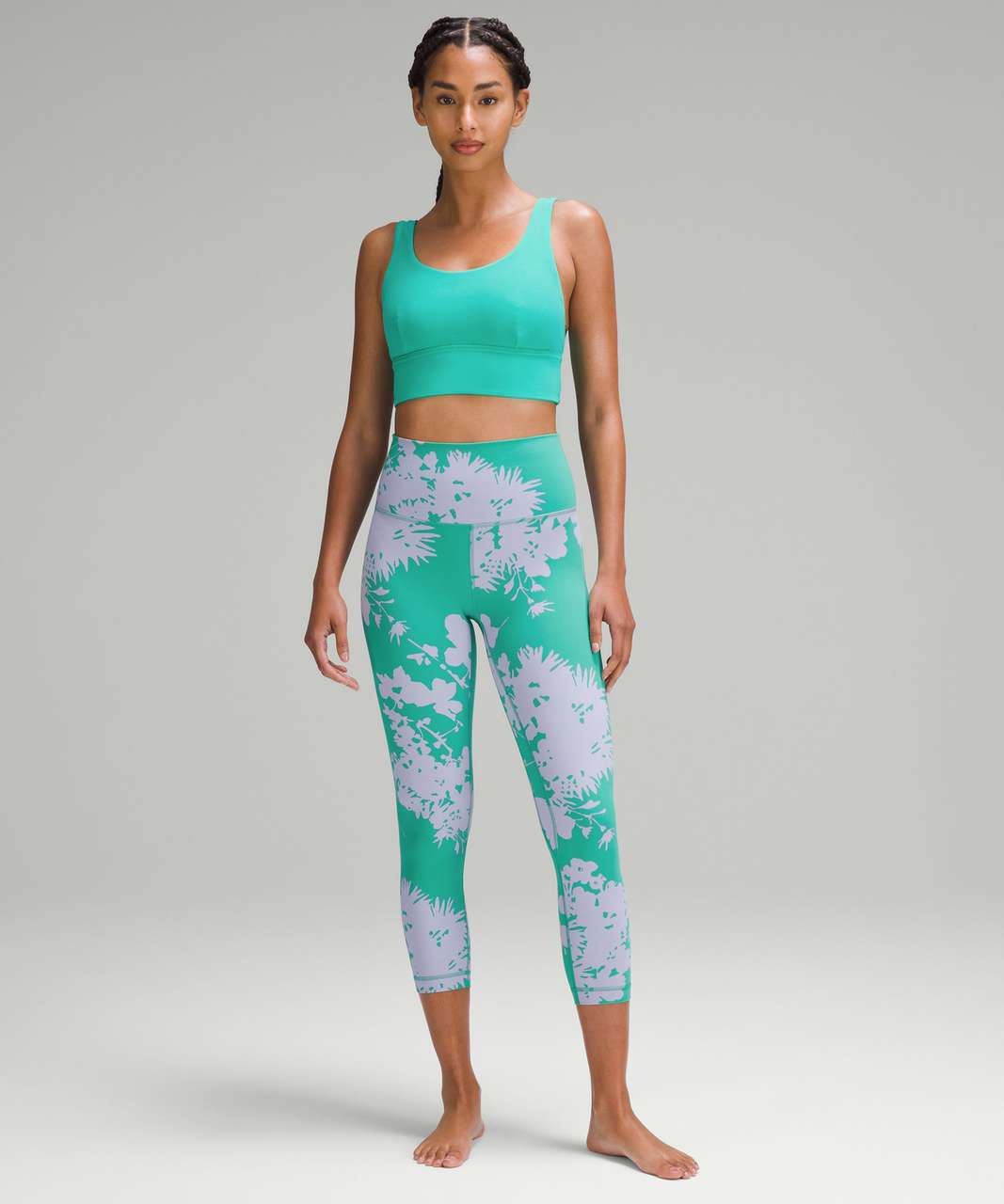 Lululemon Align High-Rise Crop 23 - BLOSSOM SILHOUETTE MAX Lilac Smoke  Kelly Green - lulu fanatics