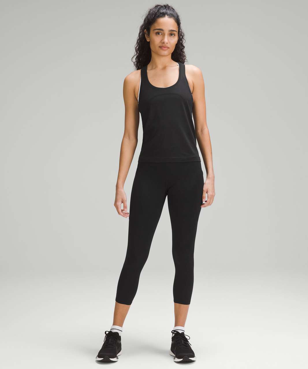 Lululemon Free To Flow Crop - Black / White - lulu fanatics