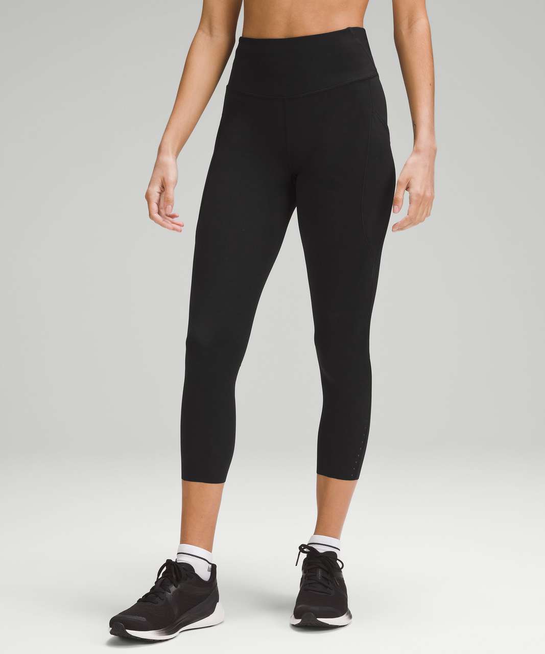 Lululemon Fast and Free High-Rise Crop 23 *Pockets - Black - lulu fanatics