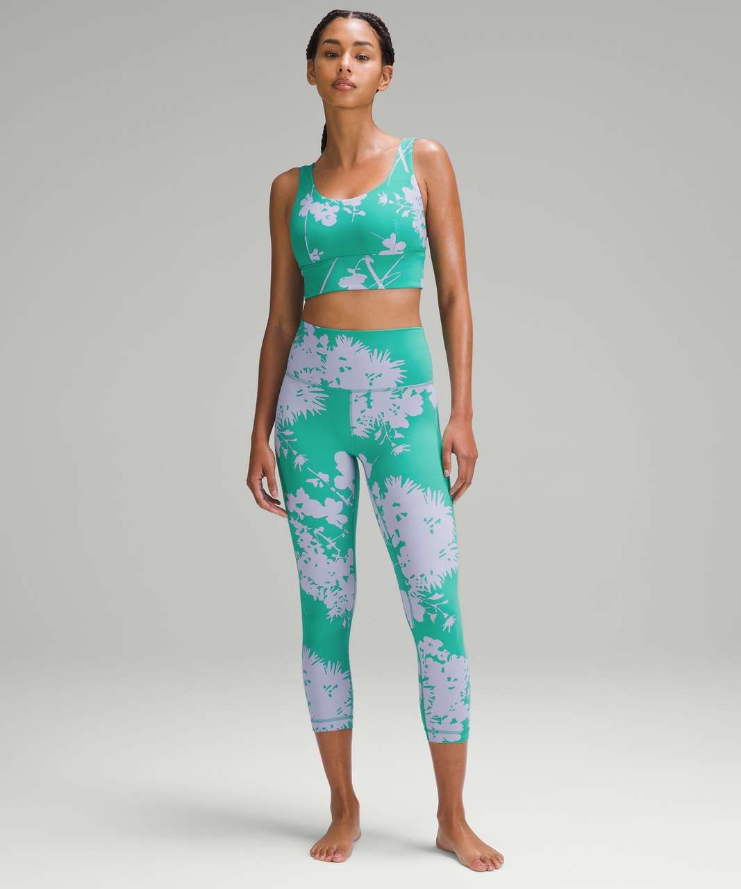 Lululemon Align Bra *Light Support, C/D Cup - BLOSSOM SILHOUETTE MAX Lilac Smoke Kelly Green