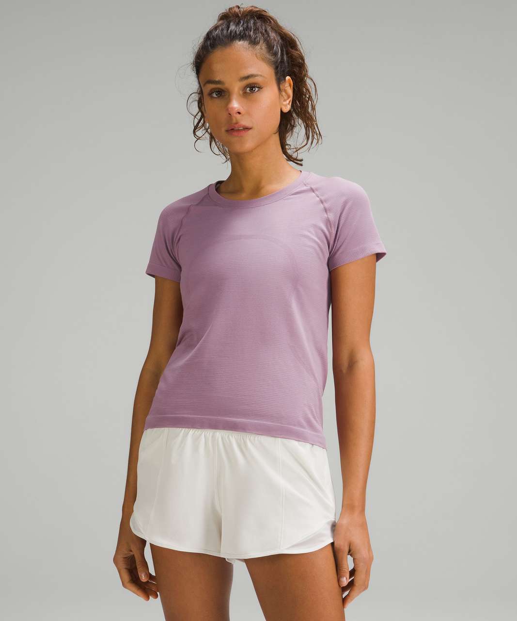 Lululemon Swiftly Tech Short Sleeve Shirt 2.0 Race Length In Tetra Stripe  Rhino Grey/ripened Raspberry/pink Blossom/pink Lychee