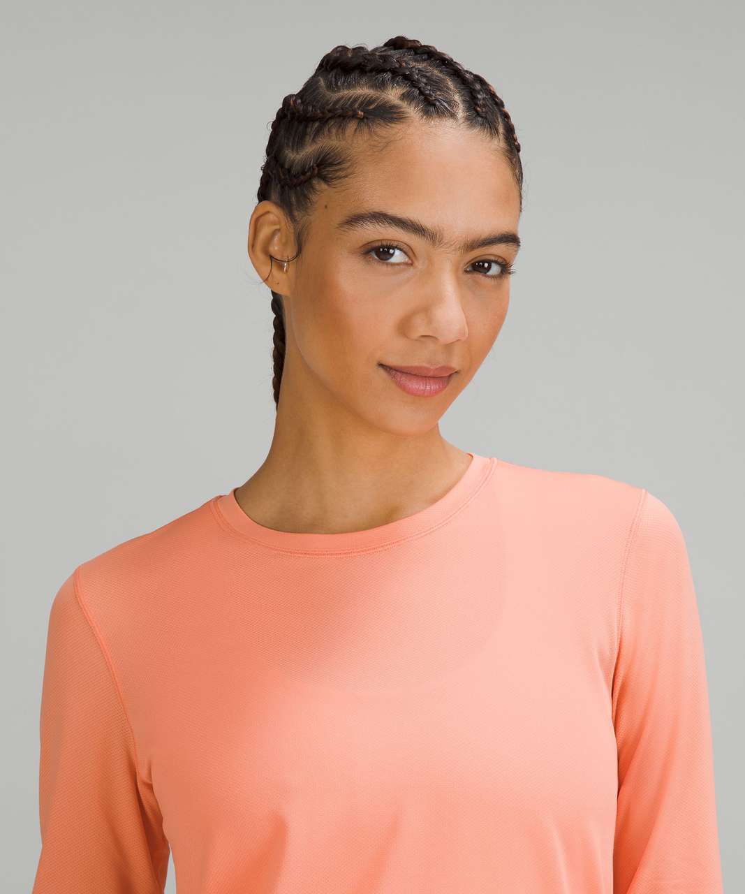 Lululemon High-Neck Running and Training Long Sleeve Shirt - Sunny Coral