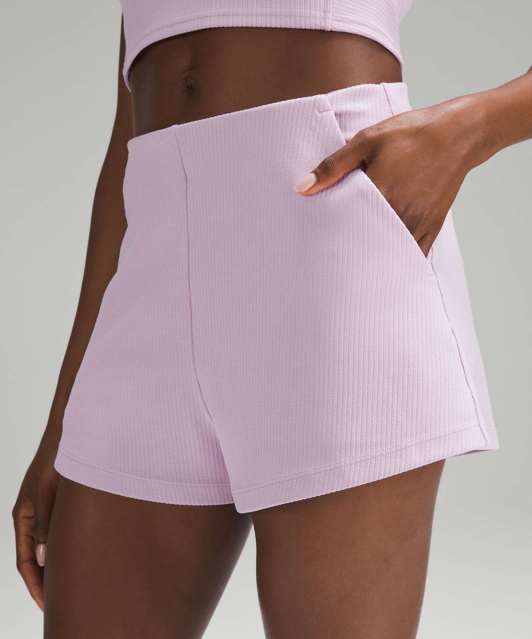 Lululemon Ribbed Softstreme High-Rise Short 2" - Pink Peony