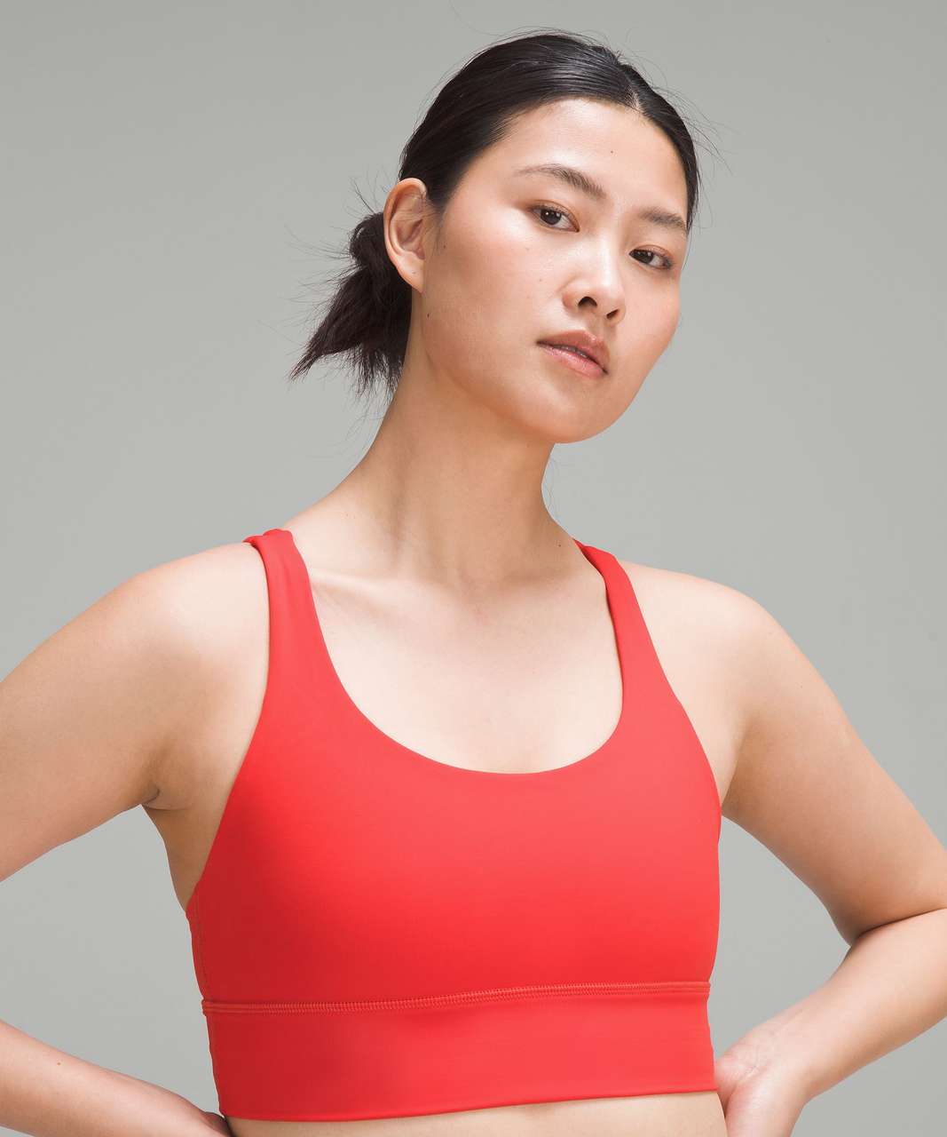 Lululemon Training Energy Longline Ribbed Sports Bra Smoky Red