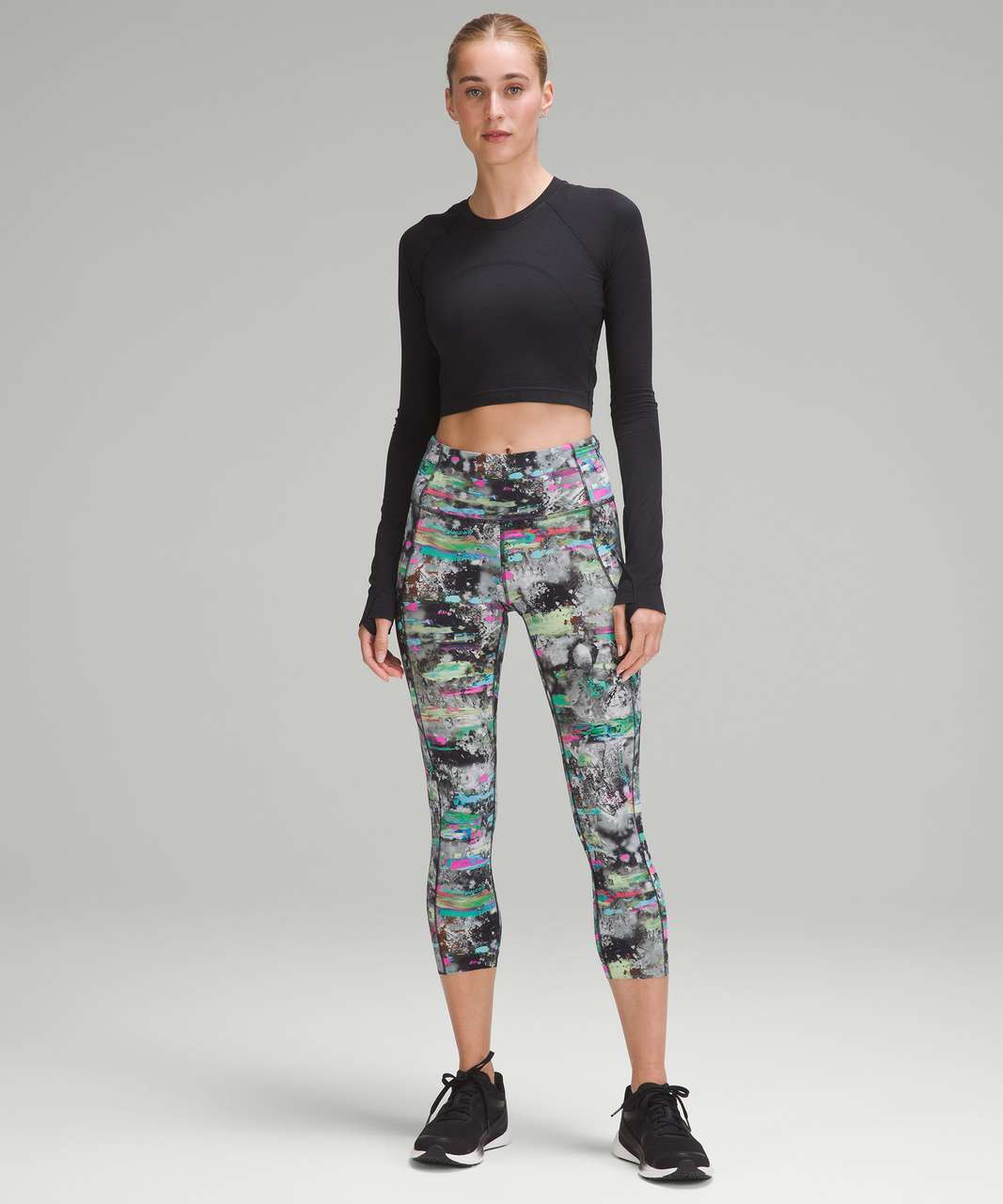 Lululemon Fast and Free High-Rise Crop 23 - Ink Vapor Ice Grey Multi -  lulu fanatics