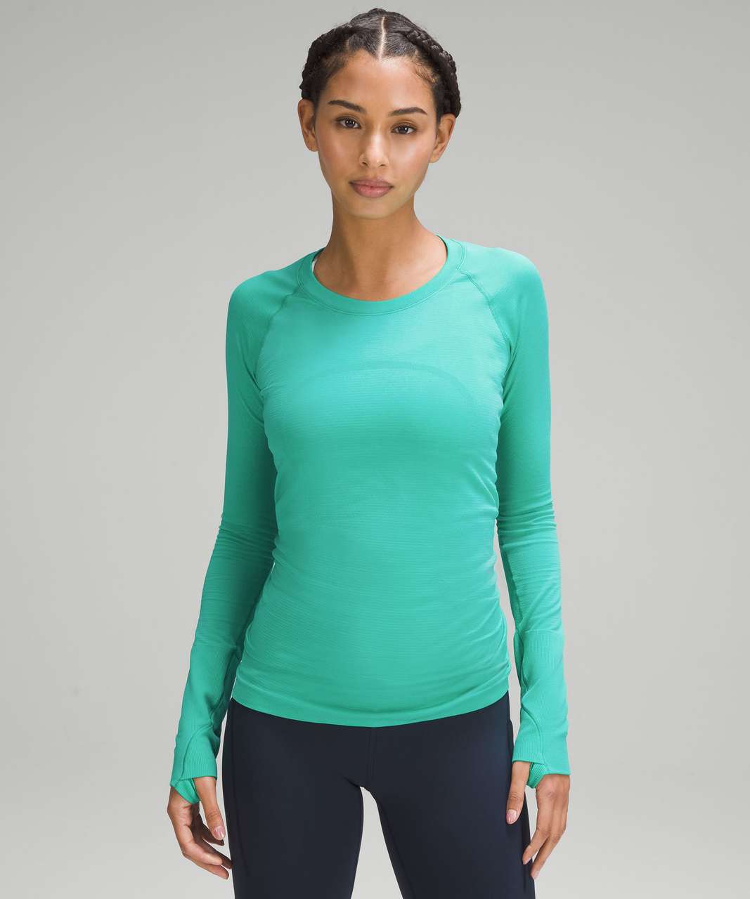 NEW Women Lululemon Swiftly Relaxed-Fit Long Sleeve Shirt Green