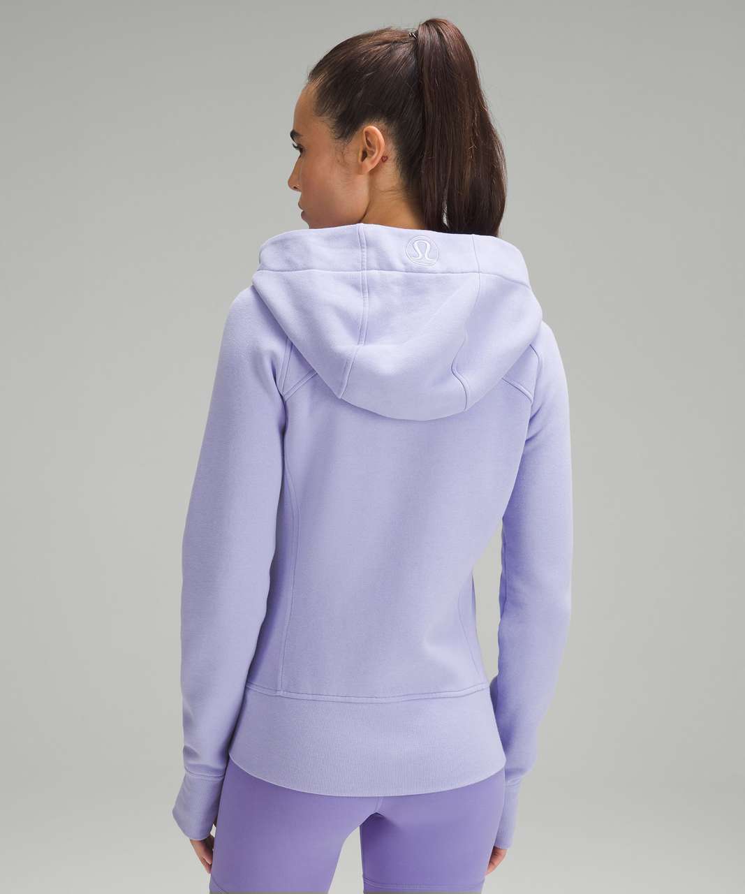 Embroidered Scuba Lilac Hoodie For Women Half Zip Define Yoga