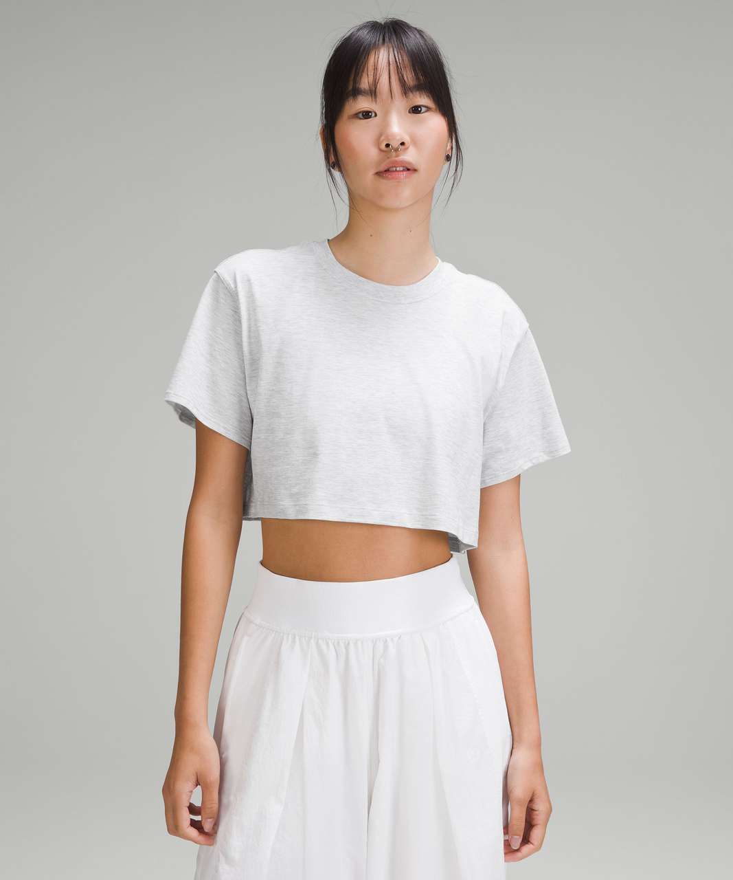 Lululemon All Yours Cropped T-Shirt - Heathered Core Ultra Light Grey