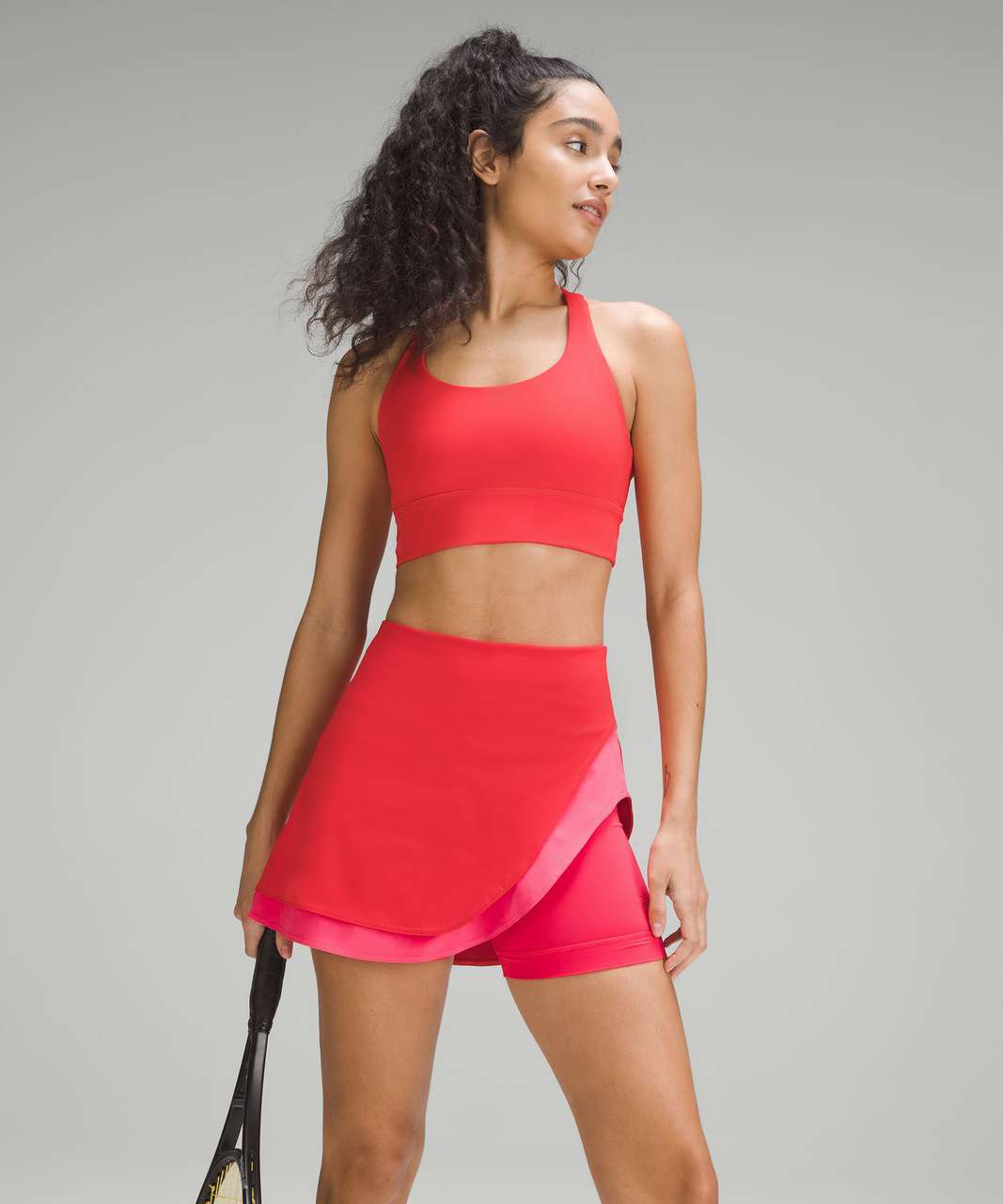 Lululemon Asymmetrical Layered High-Rise Tennis Skirt - Hot Heat / Lip  Gloss / Red Glow - lulu fanatics