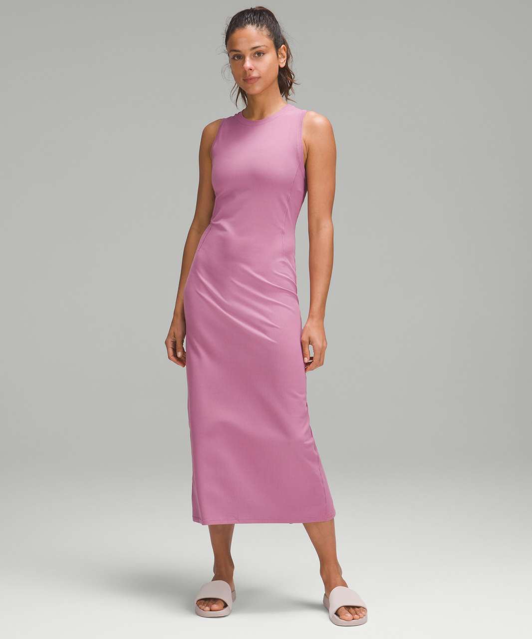 Lululemon All Aligned Ribbed Midi Dress - Velvet Dust - lulu fanatics