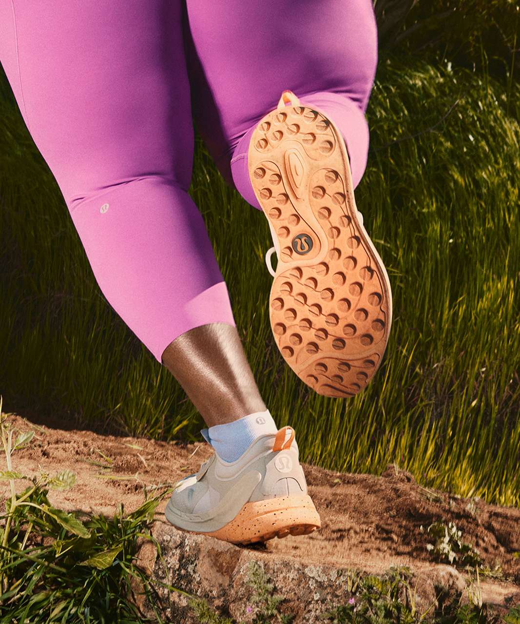 Lululemon Blissfeel Trail Womens Running Shoe - Light Vapor / Bone / Florid  Orange - lulu fanatics