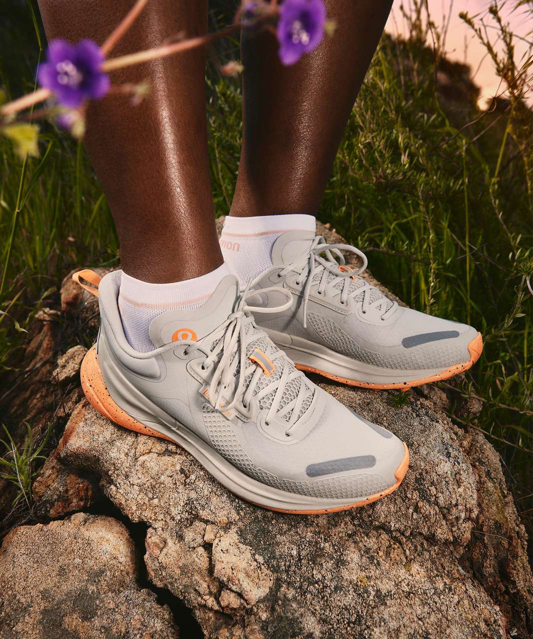 Lululemon Blissfeel Trail Womens Running Shoe - Light Vapor / Bone / Florid Orange