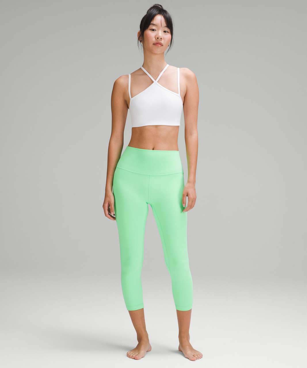 Lululemon Nulu and Crisscross Mesh High-Rise Crop 23 in bronze green,  Women's Fashion, Activewear on Carousell