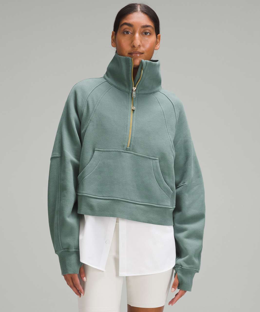 Scuba Half Zip Funnel Neck XS/S (Heathered Delicate Mint) on a