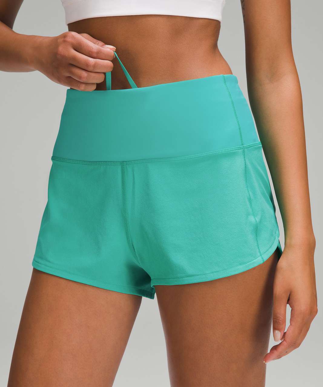 Lululemon Speed Up High-Rise Shorts, Size 2 Tall, Mint Coloured