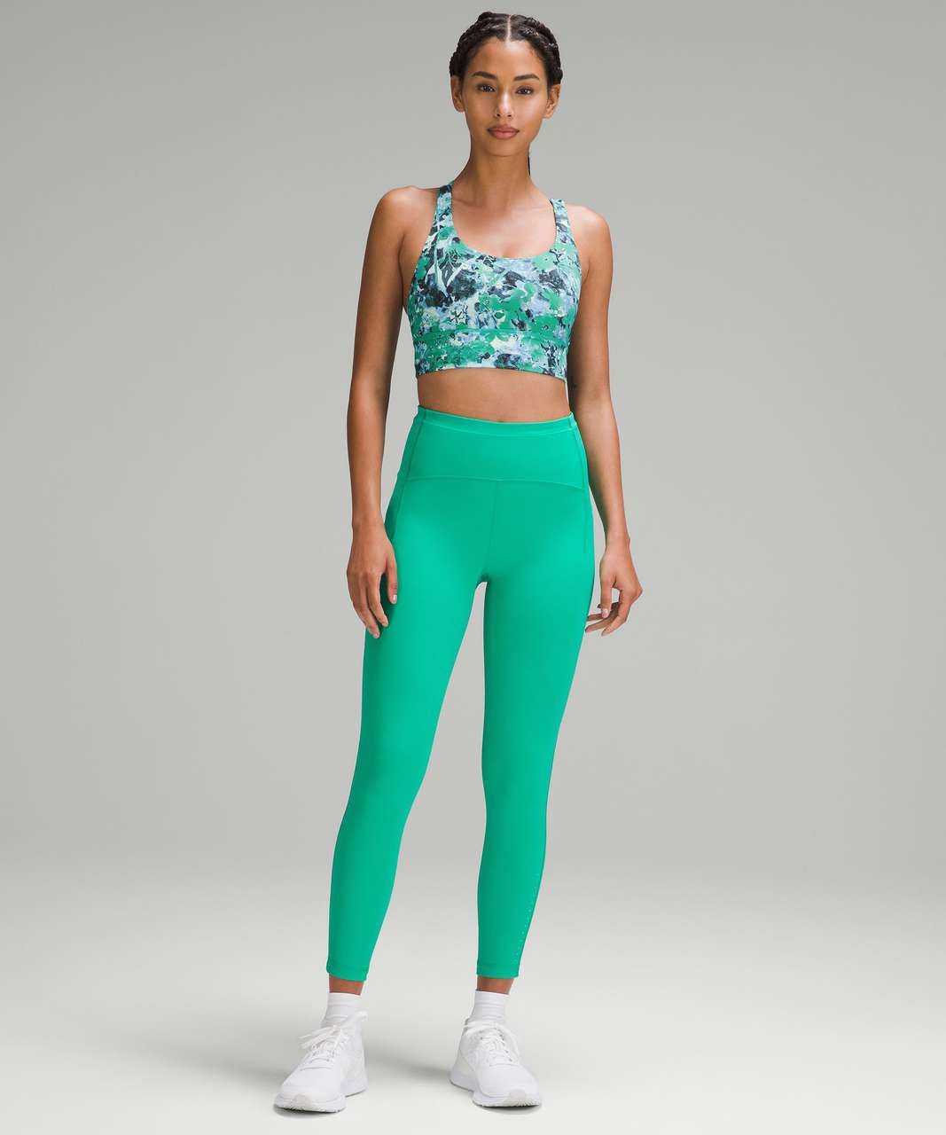 Lululemon Energy Longline Bra *Medium Support, B–D Cups - Urban Undergrowth Kelly Green Multi