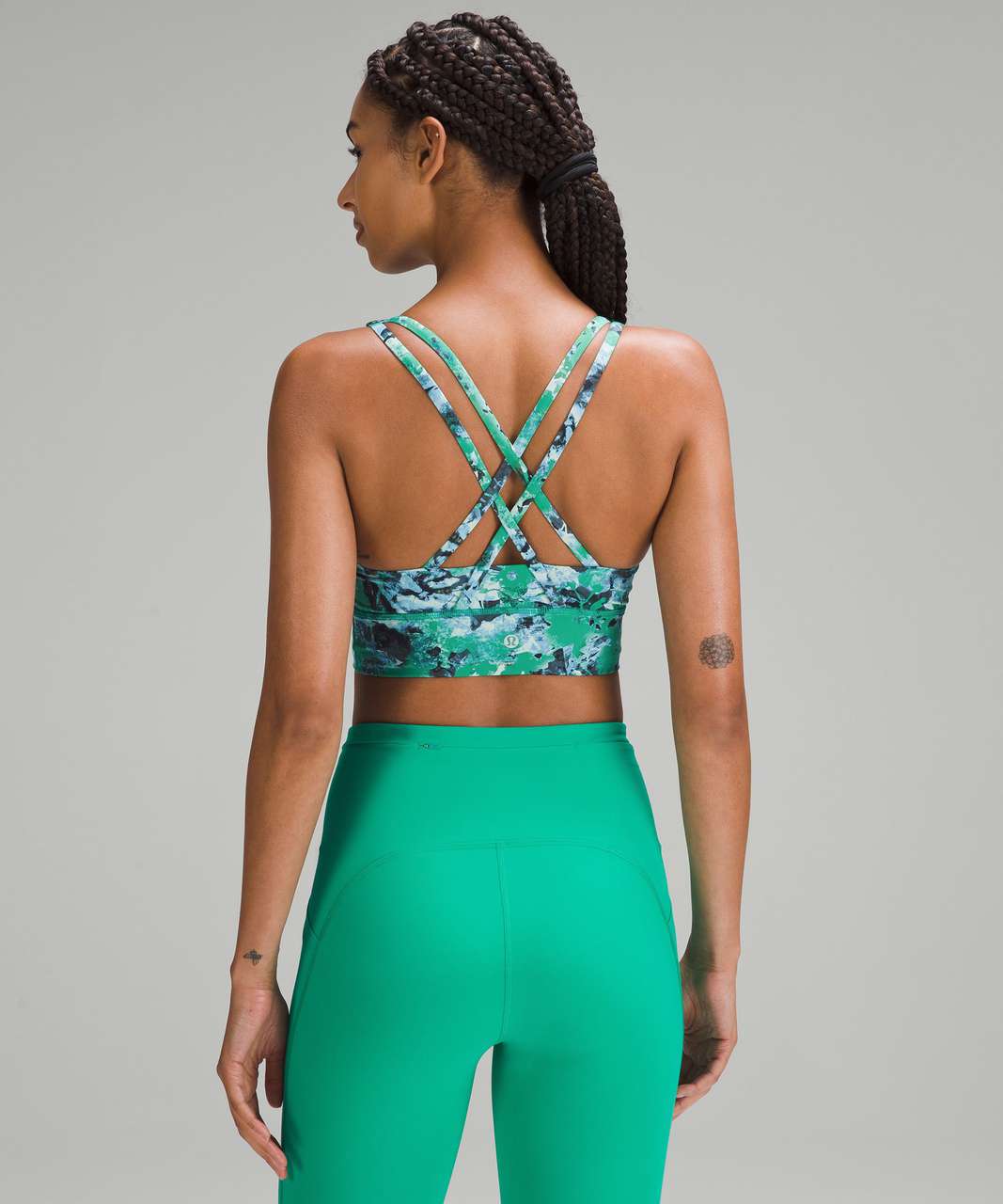 Lululemon Energy Longline Bra *Medium Support, B–D Cups - Urban Undergrowth  Kelly Green Multi - lulu fanatics