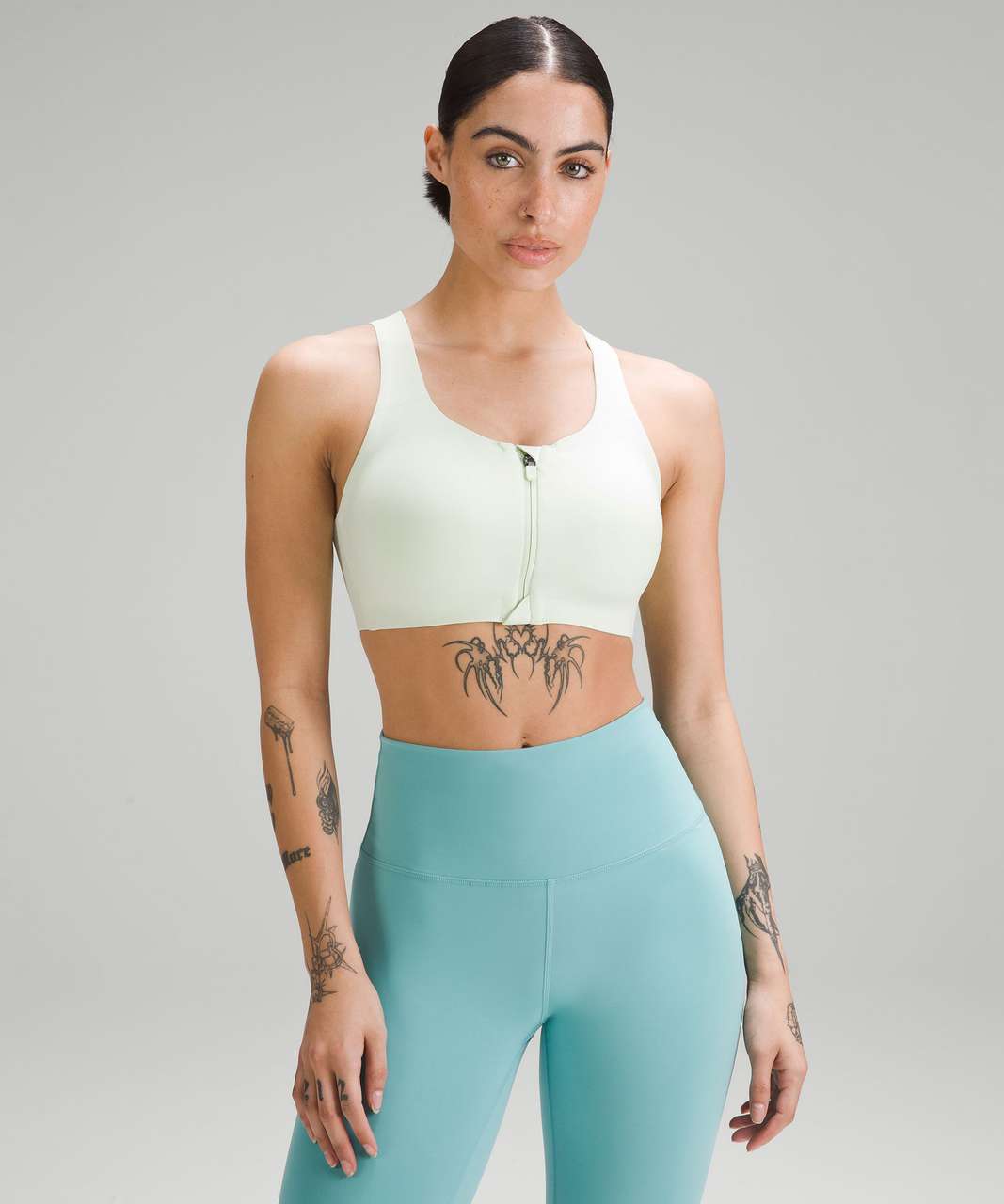 Lululemon Enlite Bra Zip Front*high Support, A–e Cups In Green