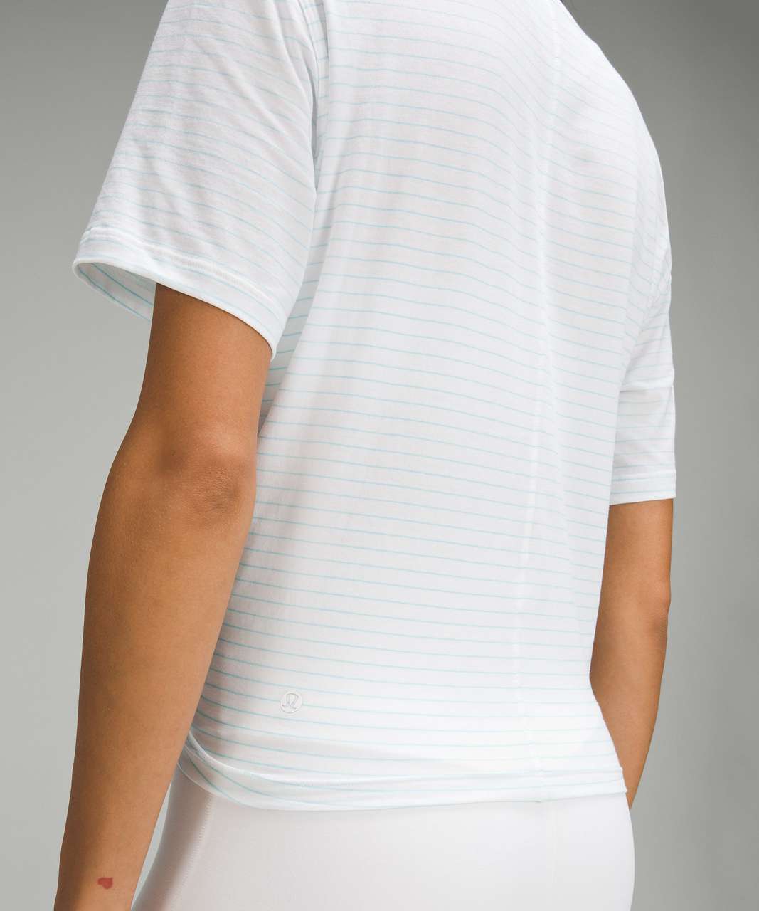 Lululemon Crescent T-Shirt - Synchronise Stripe White Cyan Blue