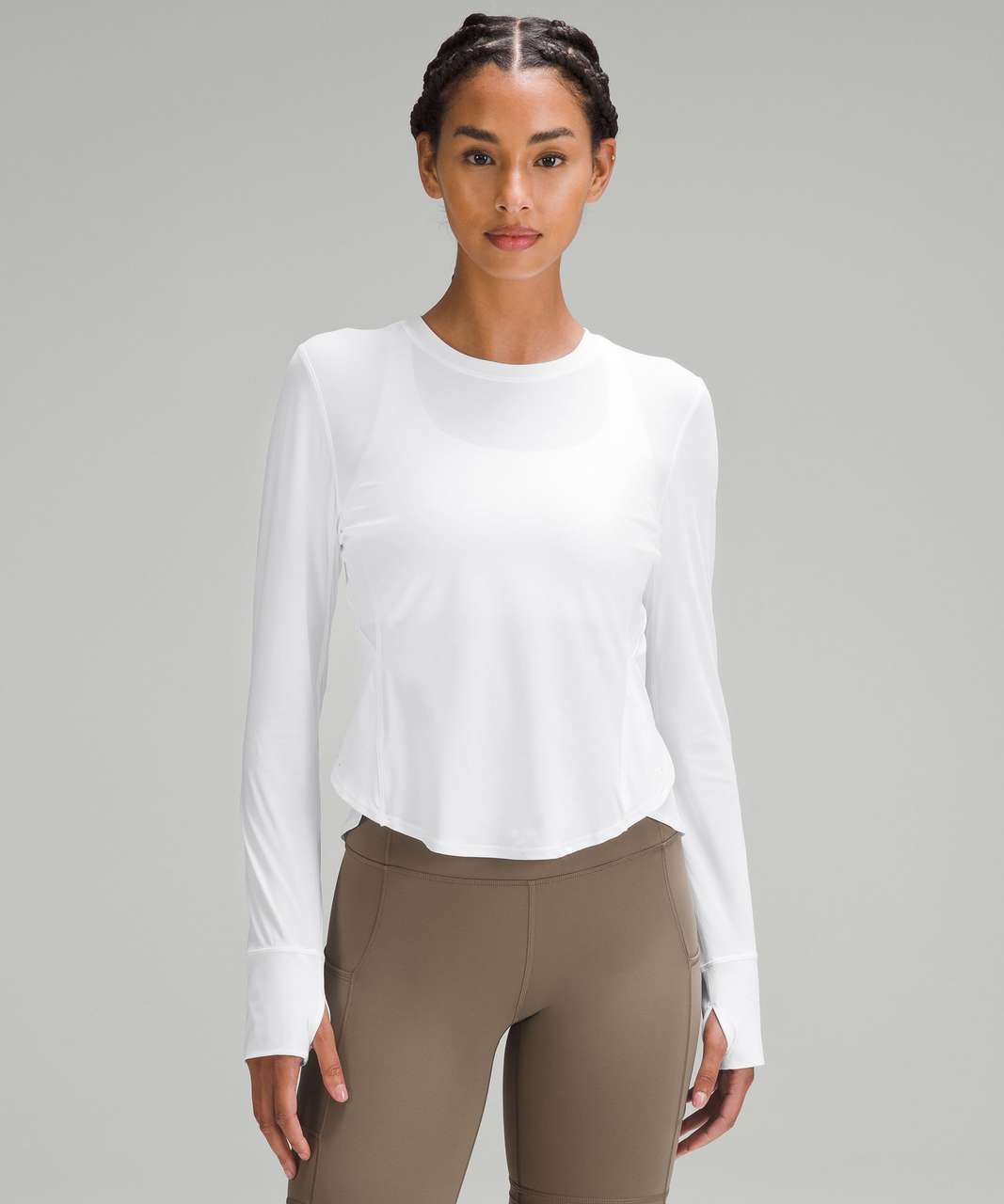 Lululemon Mesh Panelled Training Long Sleeve Shirt - White - lulu fanatics