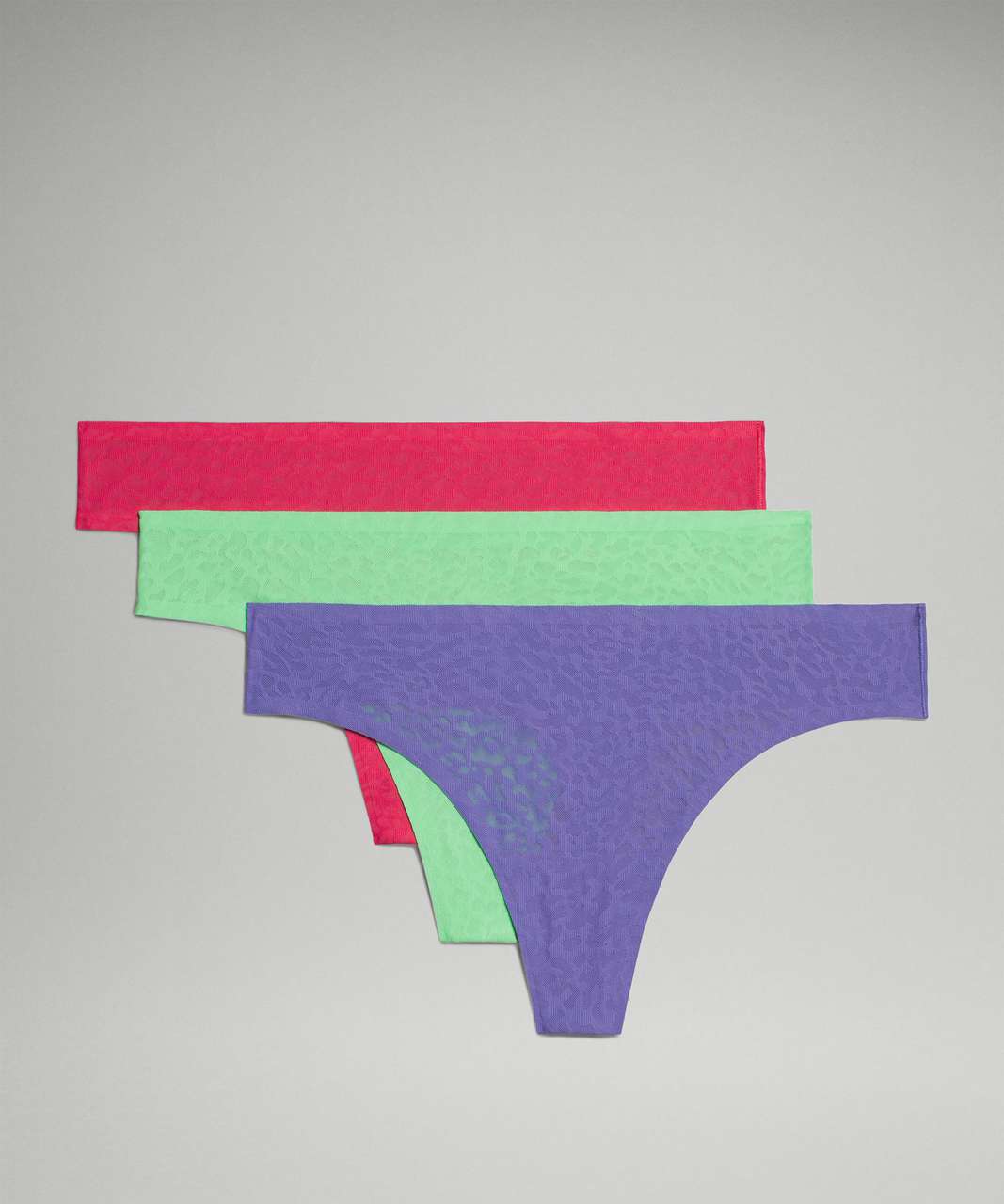 Lululemon InvisiWear Mid Rise Thong Underwear 3 Pack - Wisteria Purple /  Sonic Pink / Rhino Grey - lulu fanatics