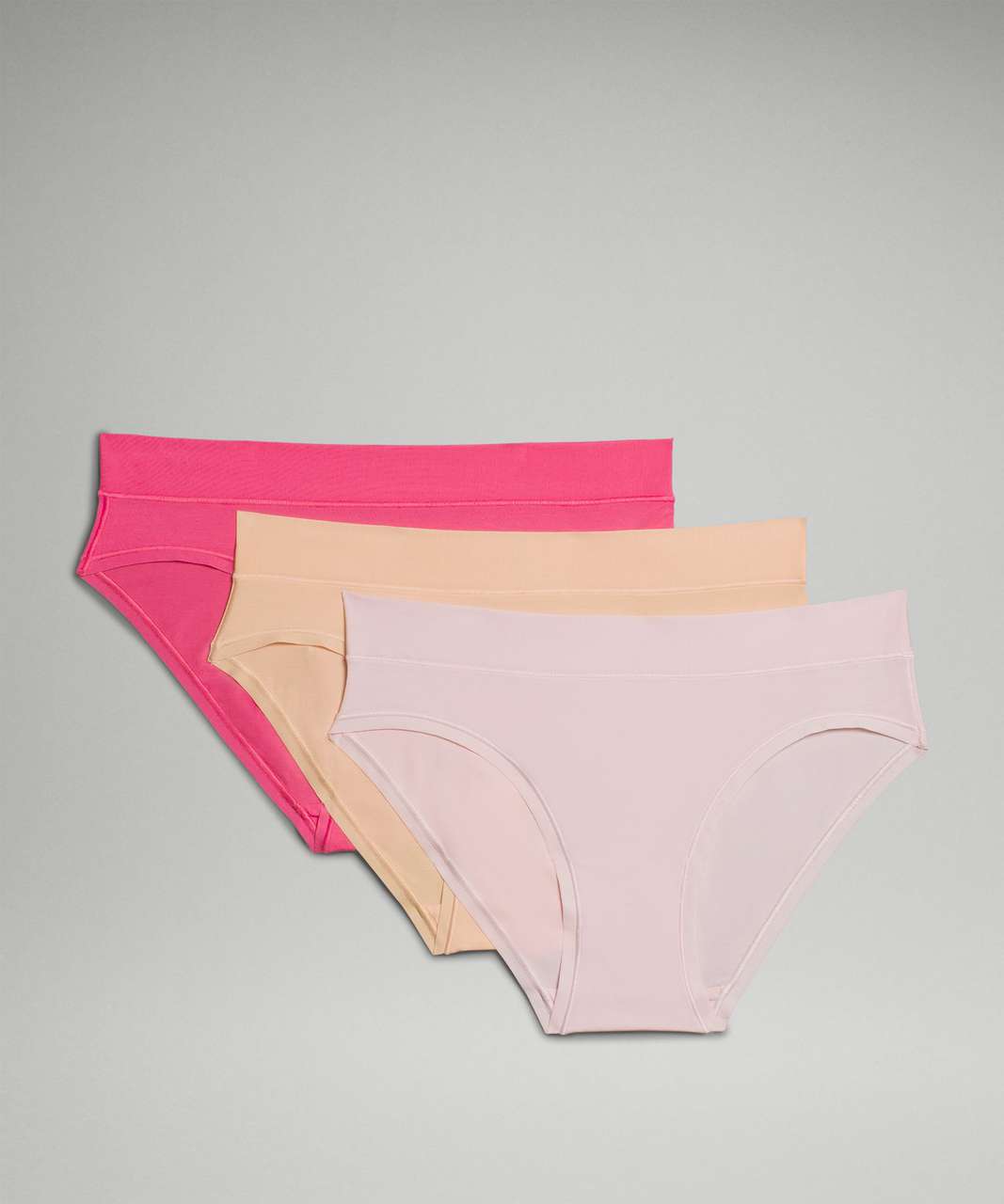 Lululemon UnderEase Mid-Rise Bikini Underwear *3 Pack - Lip Gloss / Flush Pink / Summer Glow