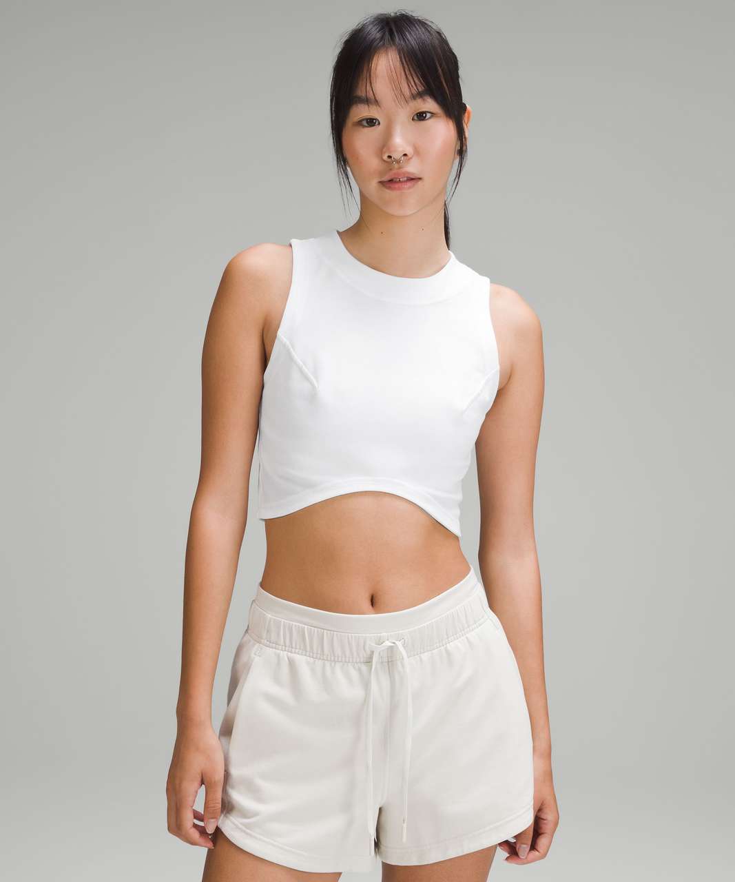 Lululemon Womens Tank Top White Mesh Back Train Cropped Activewear