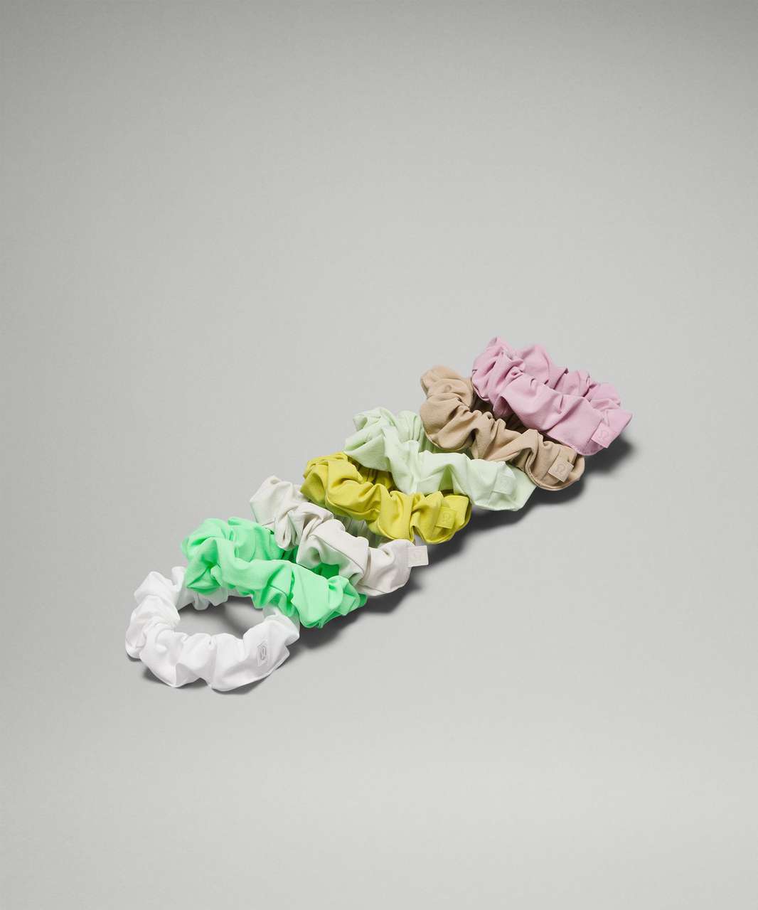 Lululemon Uplifting Scrunchies *7 Pack - Pistachio / Kohlrabi Green / Pink Peony / Bone / White / Yellow Serpentine / Trench