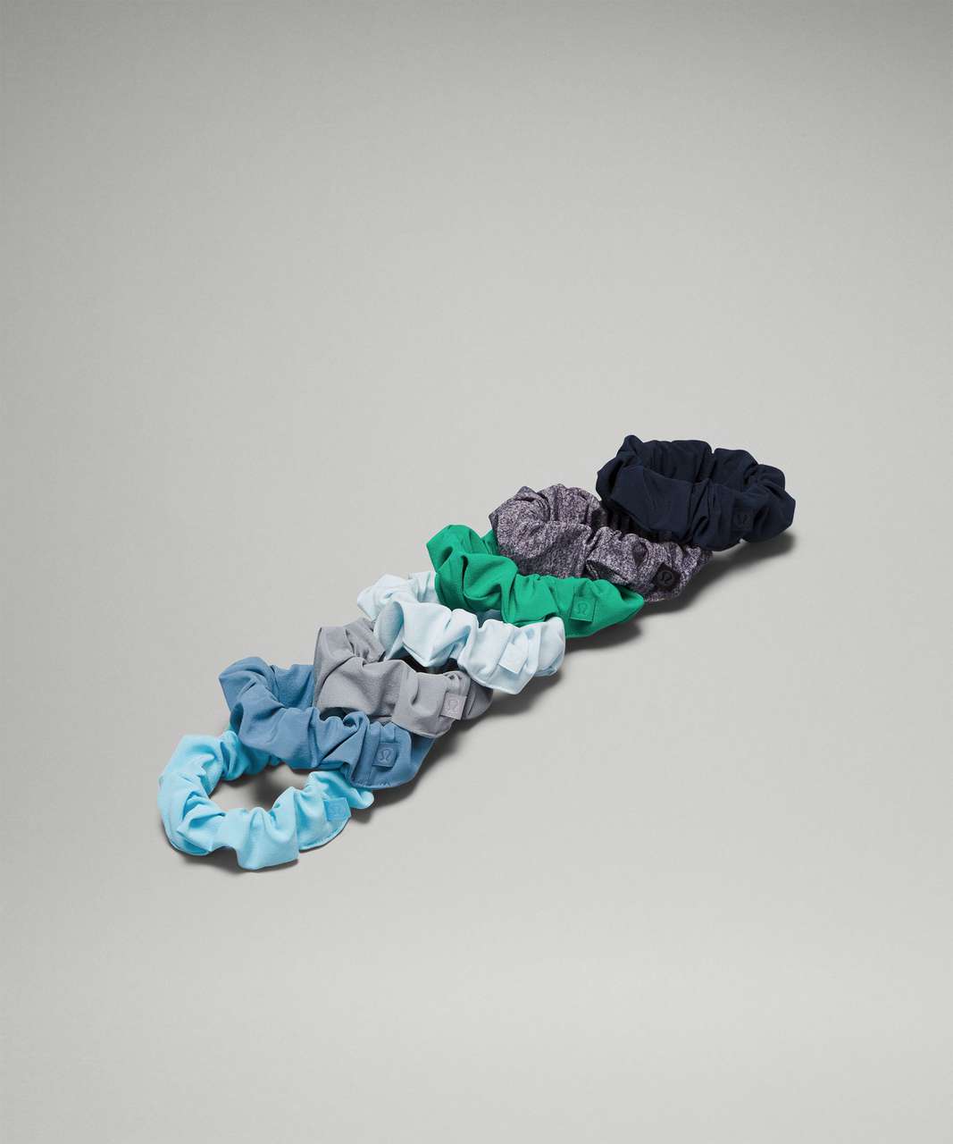 Lululemon Uplifting Scrunchies *7 Pack - True Navy / Rhino Grey / Utility Blue / Kelly Green / Cyan Blue / Powder Blue / Heather Lux Multi Black