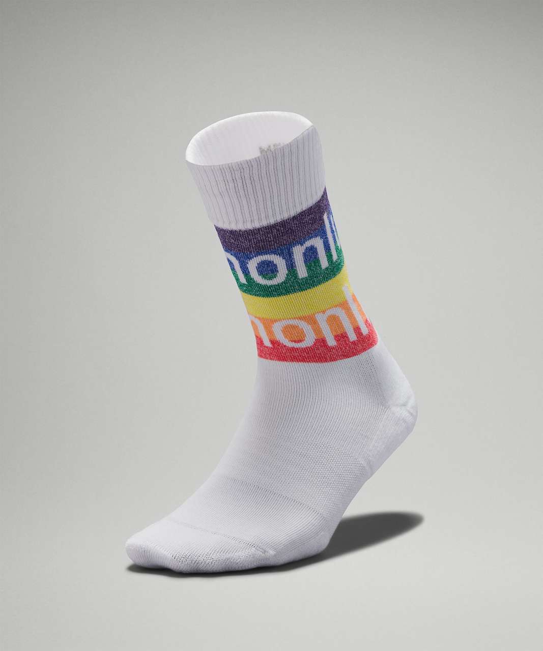 Lululemon Womens Daily Stride Comfort Crew Sock - White / Rainbow