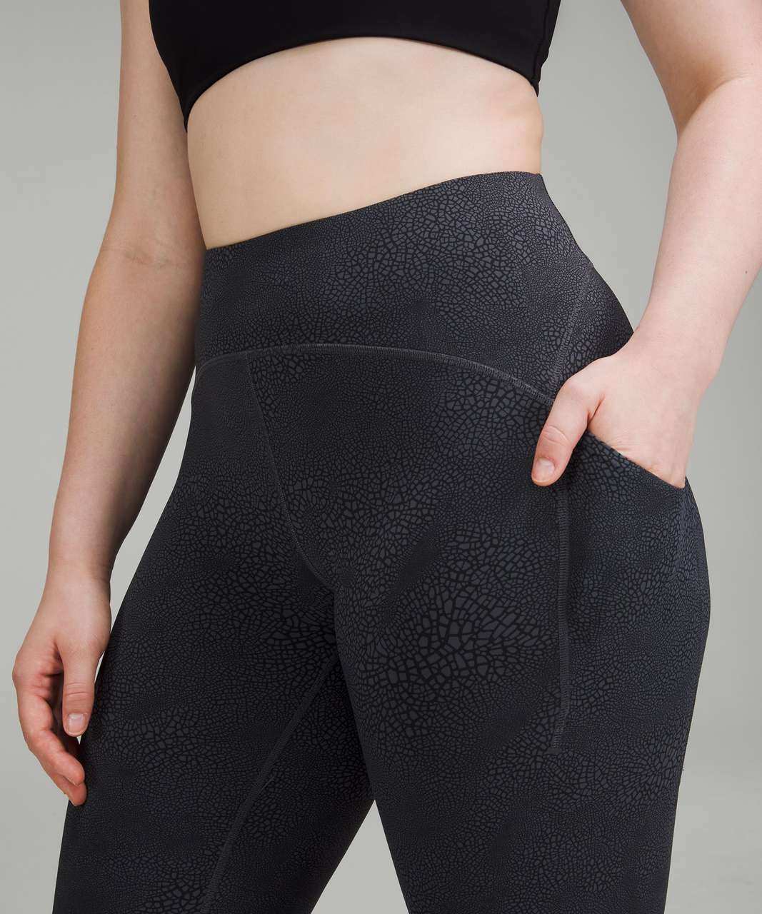 Lululemon Power Thru High-Rise Tight 25 - Crackle Glaze Coal Black - lulu  fanatics