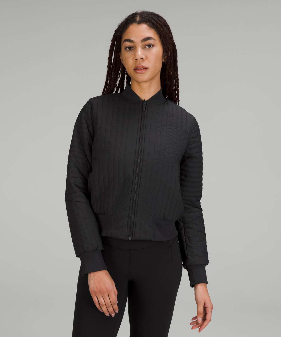 Lululemon Non-Stop Bomber Jacket *Textured - Black - lulu fanatics