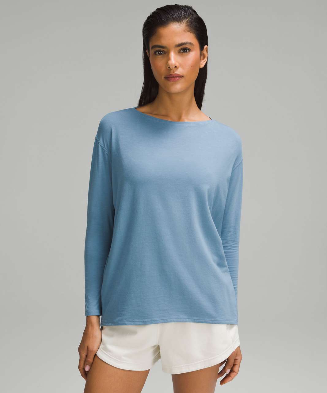 New Lululemon Back In Action Long Sleeve Shirt Top Nulu Size 0 Pastel Blue