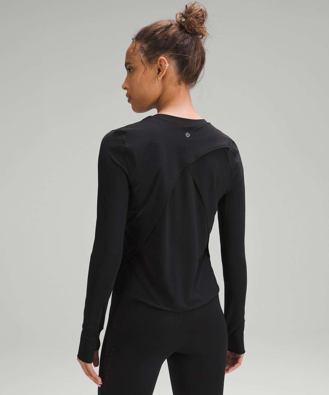 Lululemon Logo Elastic Everlux Training Long-Sleeve Shirt - Black - lulu  fanatics