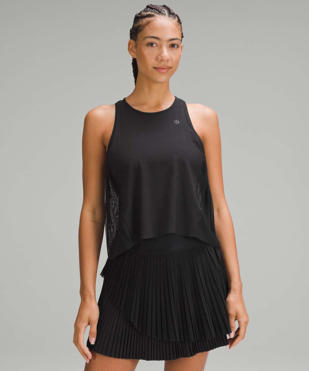 Lululemon Side Pleats Tennis Tank Top - Black - lulu fanatics