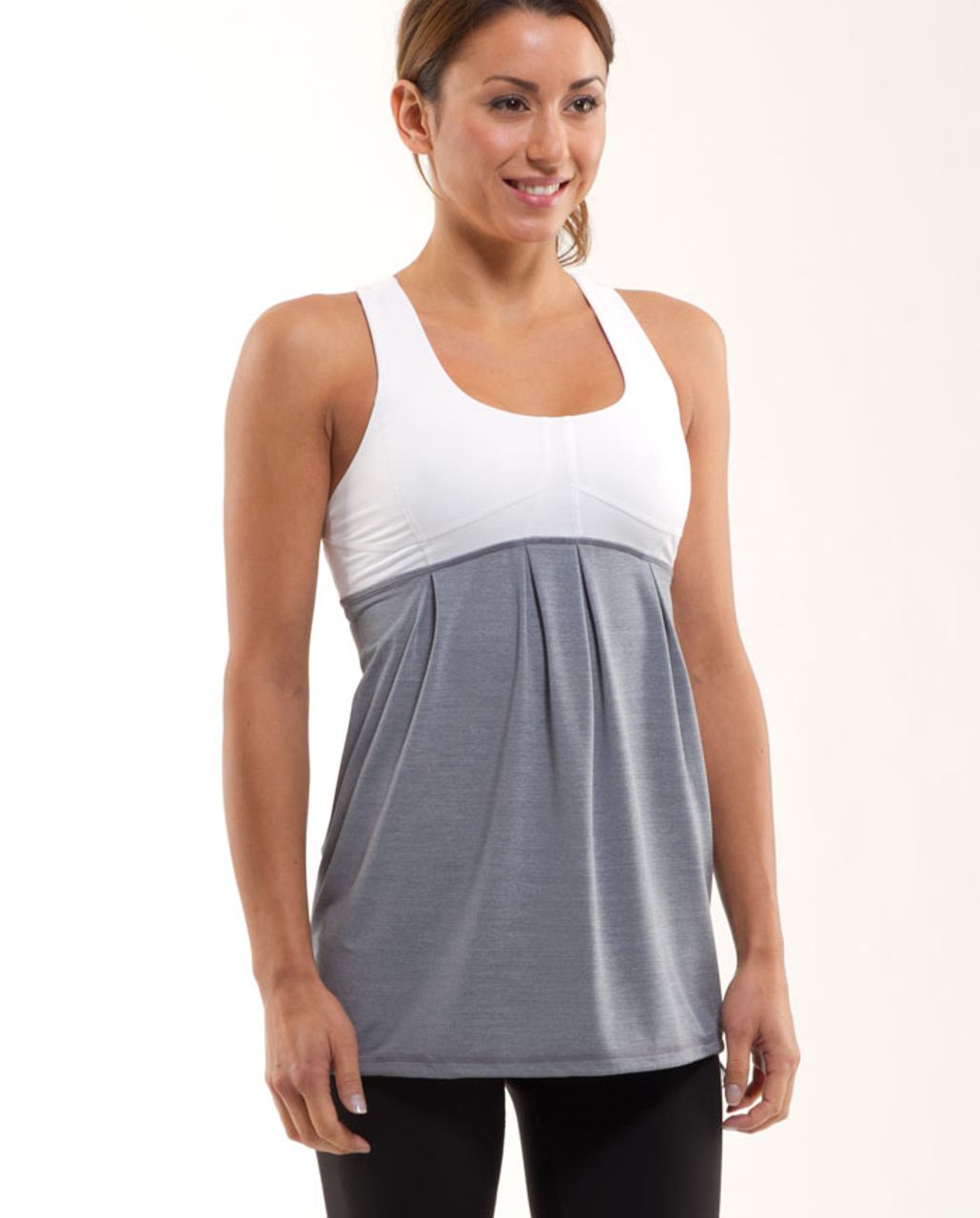 Lululemon Run:  Your Heart Out Tank - Heathered Blurred Grey /  White