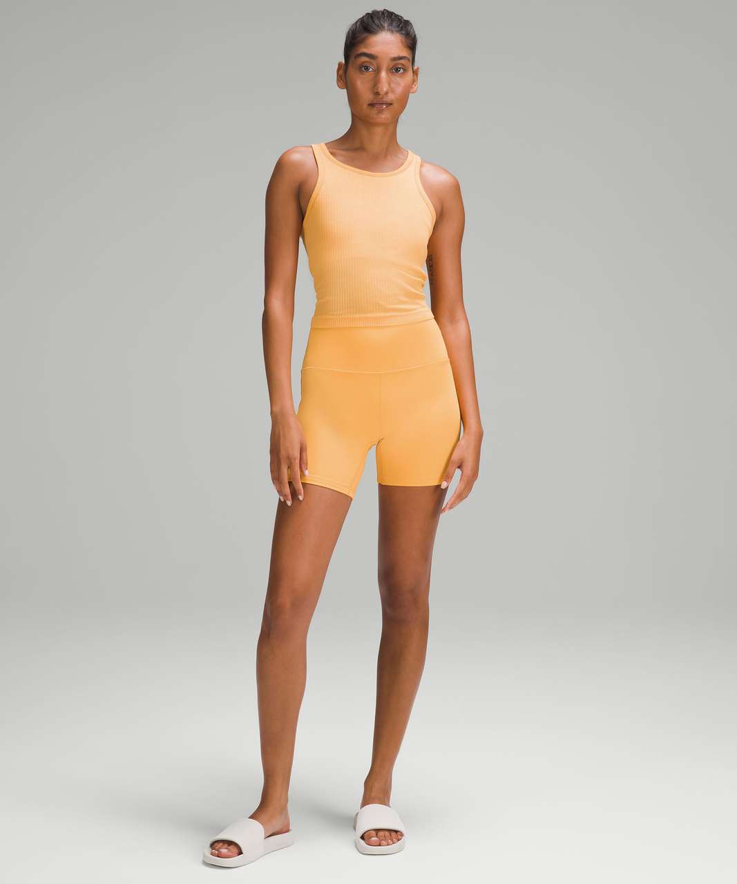 Lululemon Ebb to Street Cropped Racerback Tank Top - Mango Dream