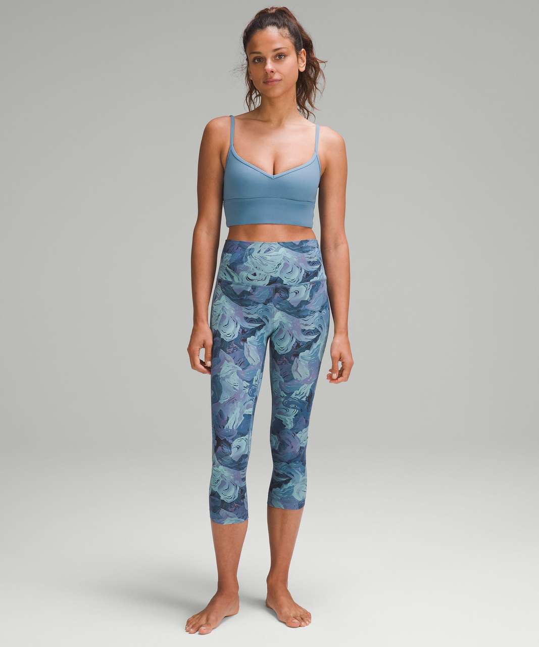 Lululemon Nulu and Mesh Mid-Rise Yoga Crop 23 - Tidewater Teal - lulu  fanatics