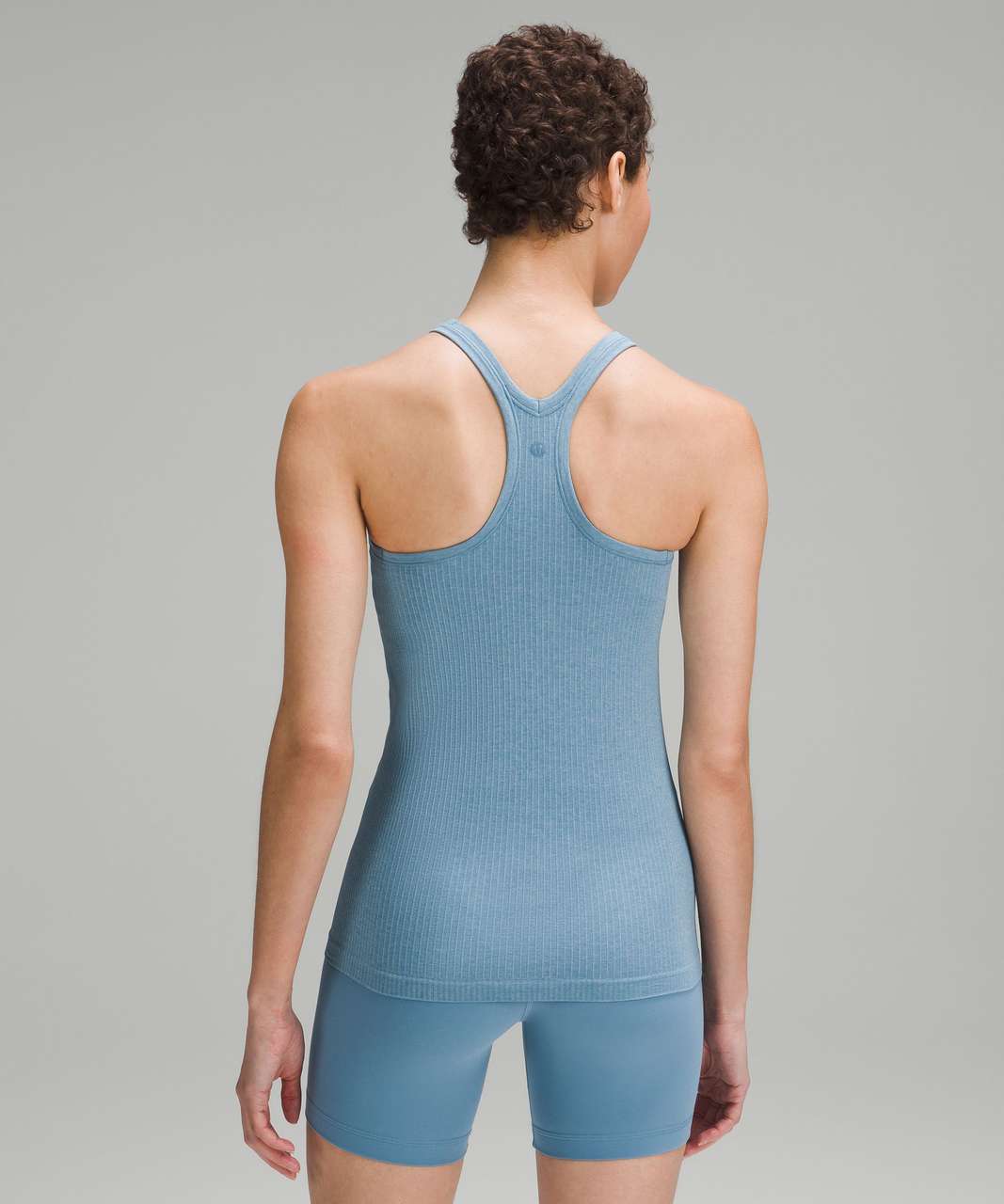 Lululemon Ebb to Street Cropped Racerback Tank Top - Distorted Noise Mineral  Blue / Pastel Blue - lulu fanatics