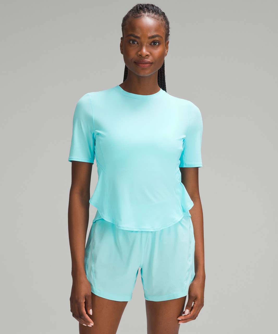 Lululemon UV Protection Fold-Over Running T-Shirt - Cyan Blue