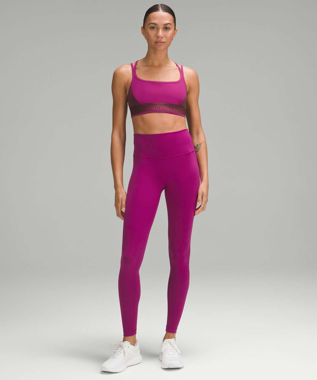 Lululemon Sports Bra 4 Pink Black Cross-Strap Strappy Padded Yoga Multiple  - $38 - From Nina