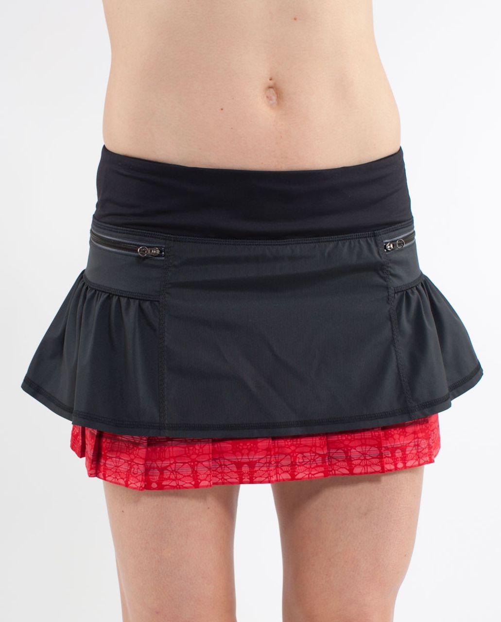 Lululemon Run:  Your Heart Out Skirt - Black Black Teeny Stripe /  Black /  Make Davie Run Crazy Print