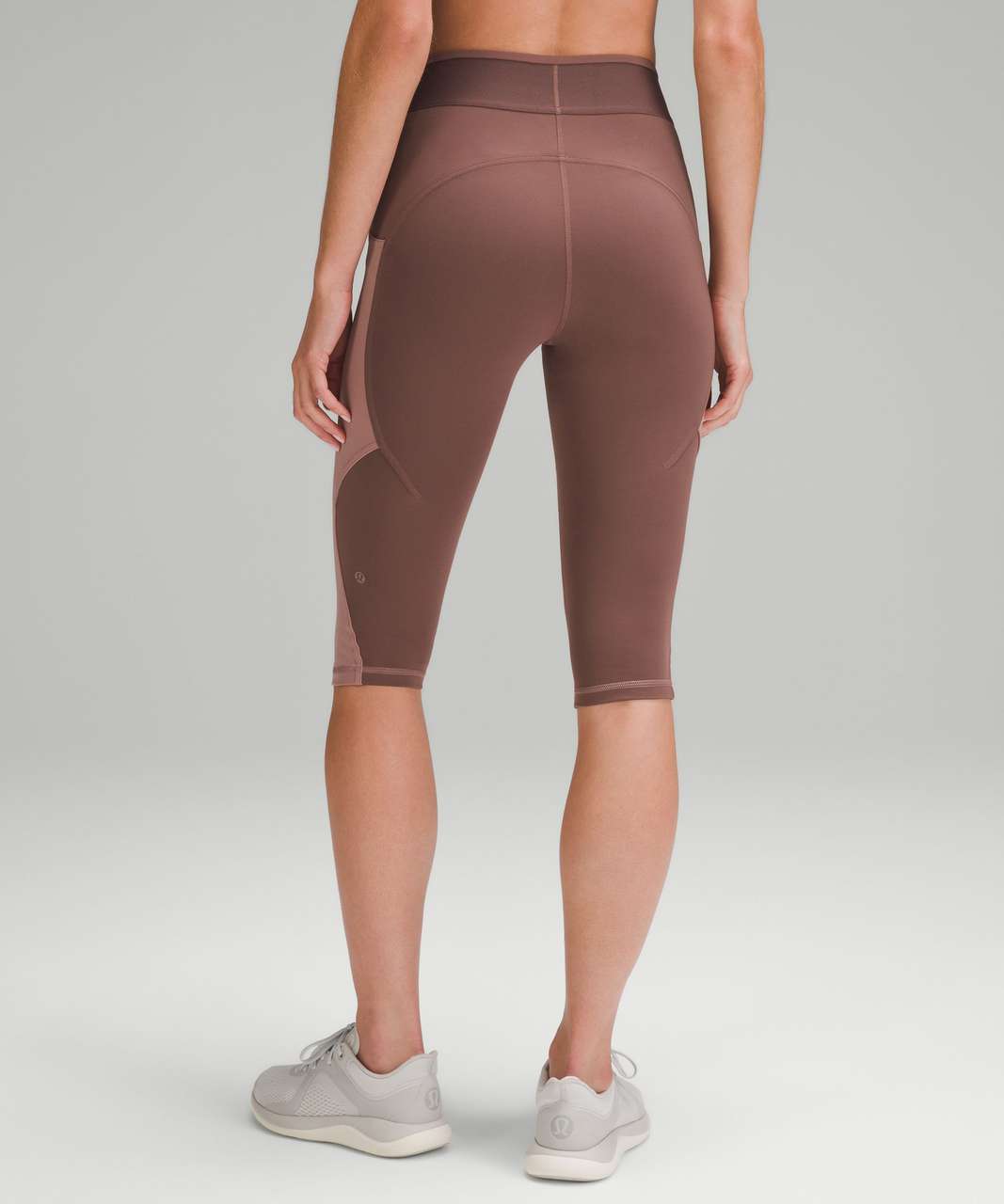 Lululemon Logo Waistband Everlux Training Crop 15" - Dark Oxide / Twilight Rose