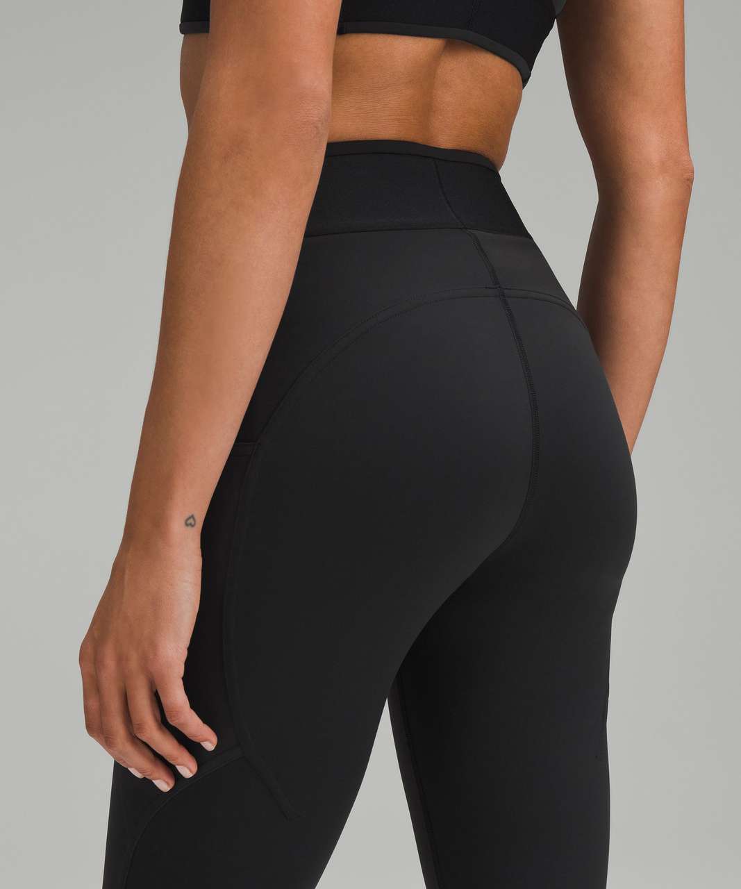 Lululemon Logo Waistband Everlux Training Crop 15 - Black